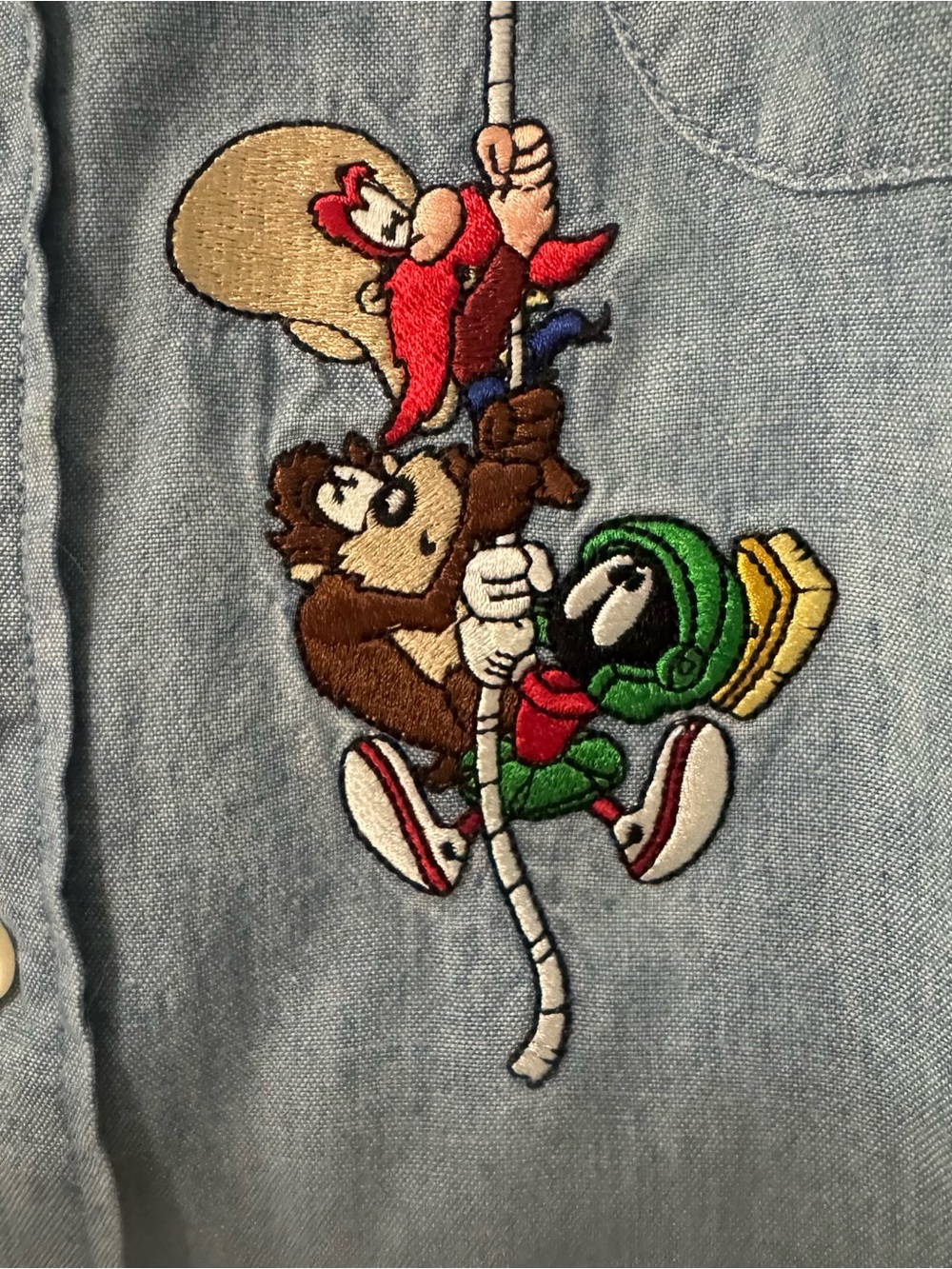 Vintage 90’s Looney Tunes Warner Bros. Studio Button Up Long Sleeve Shirt Size S - Picture 4 of 9